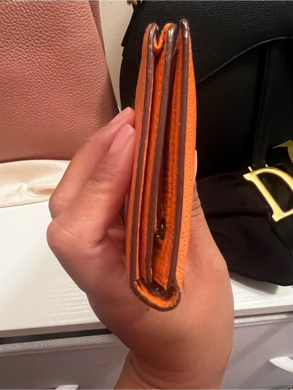 Hermès Bearn Soufflet Wallet Orange Epsom Leather